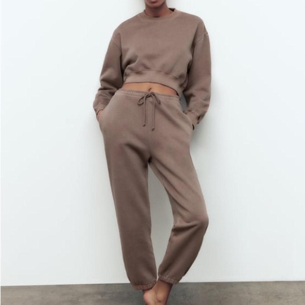 Zara Washed Sweatshirt Light Brown, Size S